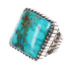 Sz10 Amazing, Large Esther Wood Navajo sterling silver Fox Turquoise ring - Estate Fresh Austin