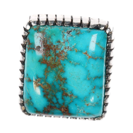 Sz10 Amazing, Large Esther Wood Navajo sterling silver Fox Turquoise ring - Estate Fresh Austin
