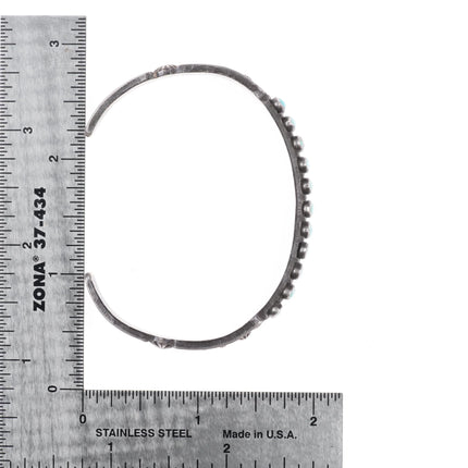 6.5" 30's-40's Vintage Navajo turquoise row cuff bracelet sterling silver - Estate Fresh Austin