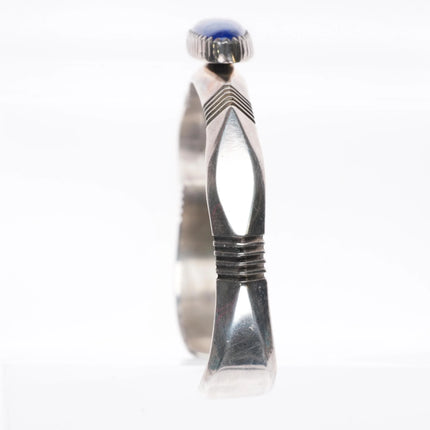 6.25" Will Denetdale Navajo sterling silver cuff bracelet with lapis lazuli - Estate Fresh Austin