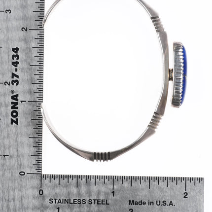 6.25" Will Denetdale Navajo sterling silver cuff bracelet with lapis lazuli - Estate Fresh Austin