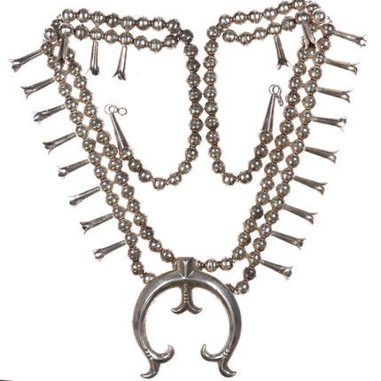 Vintage Navajo sterling silver squash blossom necklace w/cast naja - Estate Fresh Austin