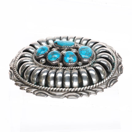 Vintage Joe Paul Navajo Sterling silver turquoise nugget belt buckle - Estate Fresh Austin