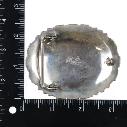 Vintage Joe Paul Navajo Sterling silver turquoise nugget belt buckle - Estate Fresh Austin