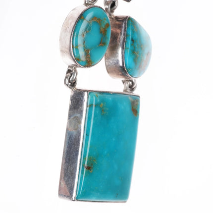 Ann Curley Navajo sterling silver abstract modernist necklace w/nice turquoise - Estate Fresh Austin