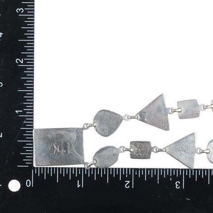 Ann Curley Navajo sterling silver abstract modernist necklace w/nice turquoise - Estate Fresh Austin