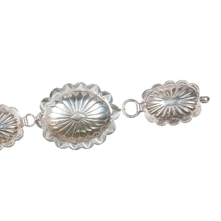 37.5" S Heavy Navajo sterling silver link concho belt with fluted edge - Estate Fresh Austin