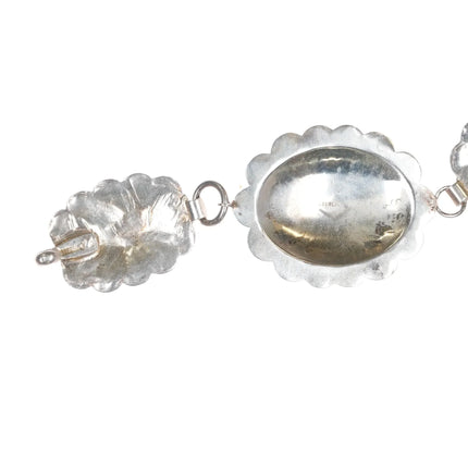 37.5" S Heavy Navajo sterling silver link concho belt with fluted edge - Estate Fresh Austin