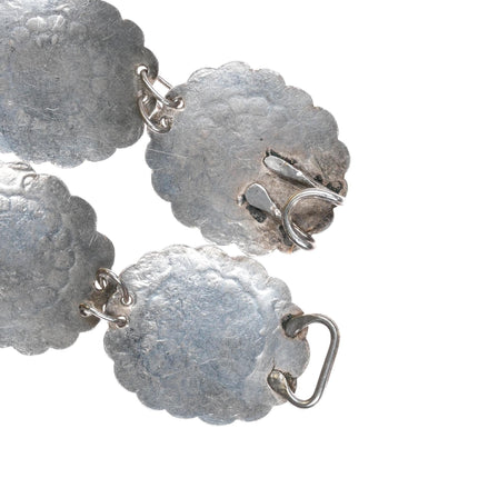 33.5" Heavy 1940's Hand Stamped Navajo sterling silver link concho belt - Estate Fresh Austin