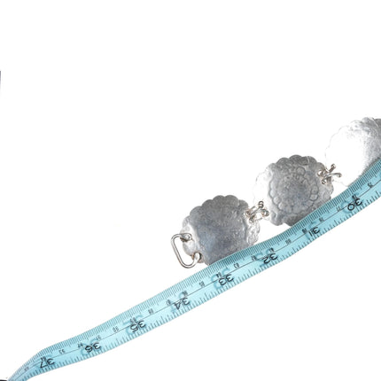 33.5" Heavy 1940's Hand Stamped Navajo sterling silver link concho belt - Estate Fresh Austin