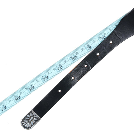 Vintage Navajo sterling silver ranger buckle set on 42" belt. - Estate Fresh Austin