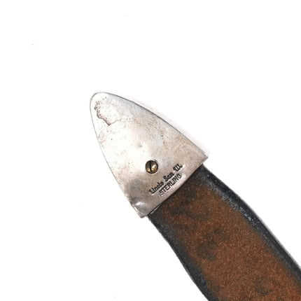 Vintage Navajo sterling silver ranger buckle set on 38" belt Uncle Sam W - Estate Fresh Austin