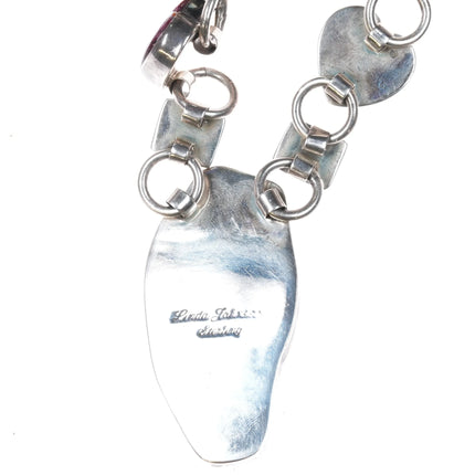 Linda Johnson Navajo sterling silver Royston turquoise, gaspeite hearts necklace - Estate Fresh Austin