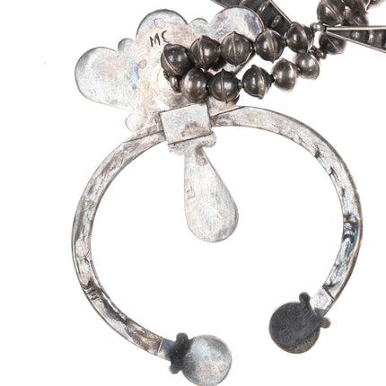 Mary Chavez San Felipe pueblo sterling silver/turquoise squash blossom necklace - Estate Fresh Austin