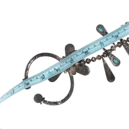 Mary Chavez San Felipe pueblo sterling silver/turquoise squash blossom necklace - Estate Fresh Austin