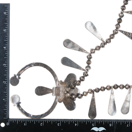 Mary Chavez San Felipe pueblo sterling silver/turquoise squash blossom necklace - Estate Fresh Austin