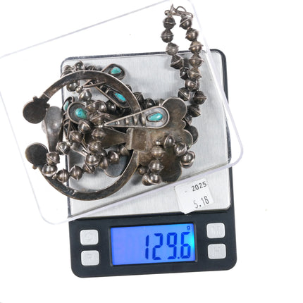 Mary Chavez San Felipe pueblo sterling silver/turquoise squash blossom necklace - Estate Fresh Austin