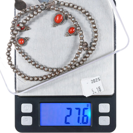 JM Barbje Navajo sterling silver Mediterranean red coral necklace - Estate Fresh Austin