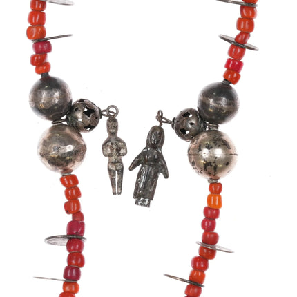 Antique Guatemalan Chachal Rosary cross necklace Sterling silver 1899 coins bead - Estate Fresh Austin