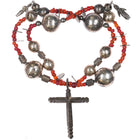 Antique Guatemalan Chachal Rosary cross necklace Sterling silver 1899 coins bead - Estate Fresh Austin