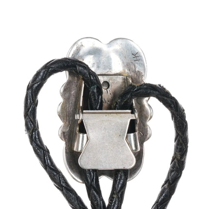 Vintage HK Navajo cast sterling silver bolo tie with turquoise - Estate Fresh Austin