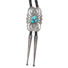 Vintage HK Navajo cast sterling silver bolo tie with turquoise - Estate Fresh Austin
