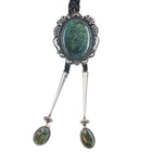 Kirk Smith Navajo Sterlng silver and turquoise bolo tie with fancy tips - Estate Fresh Austin