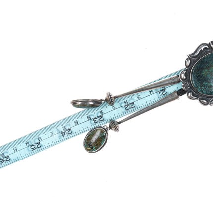 Kirk Smith Navajo Sterlng silver and turquoise bolo tie with fancy tips - Estate Fresh Austin