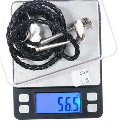 Kirk Smith Navajo Sterlng silver and turquoise bolo tie with fancy tips - Estate Fresh Austin