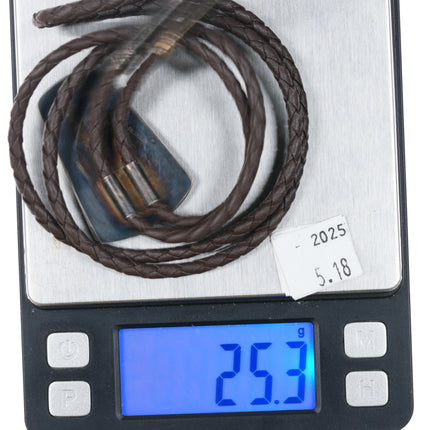 Vintage sterling silver tiger's eye channel inlay stone bolo tie - Estate Fresh Austin