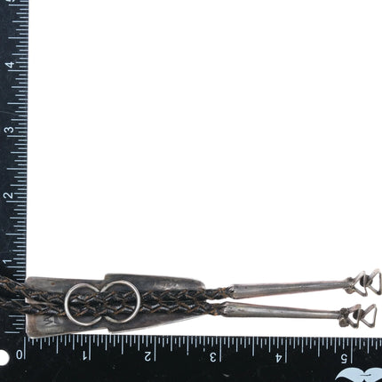 Vidal Aragon Santo Domingo Sterling silver bolo tie with high grade turquoise - Estate Fresh Austin