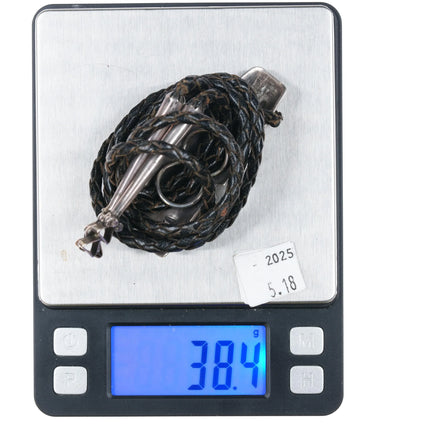 Vidal Aragon Santo Domingo Sterling silver bolo tie with high grade turquoise - Estate Fresh Austin