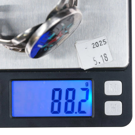 6.1" Vintage Zuni Gaun Dancer Inlaid cuff bracelet cast sterling silver - Estate Fresh Austin