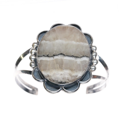 6" c1960's Navajo sterling silver agate cuff bracelet - Estate Fresh Austin