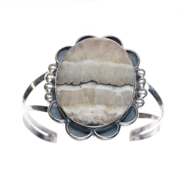 6" c1960's Navajo sterling silver agate cuff bracelet - Estate Fresh Austin
