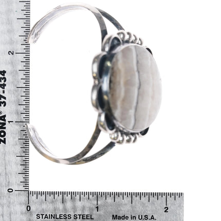 6" c1960's Navajo sterling silver agate cuff bracelet - Estate Fresh Austin