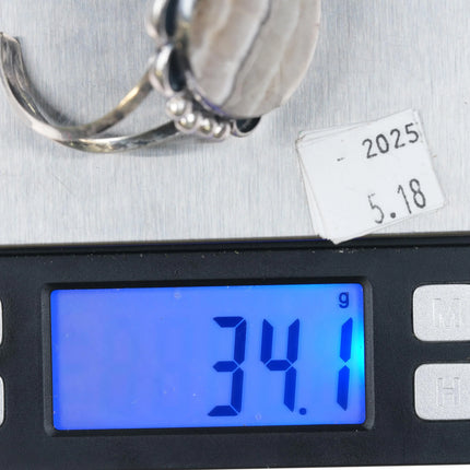 6" c1960's Navajo sterling silver agate cuff bracelet - Estate Fresh Austin