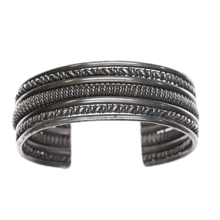 6.3" Heavy vintage Navajo twisted sterling silver wire cuff bracelet - Estate Fresh Austin