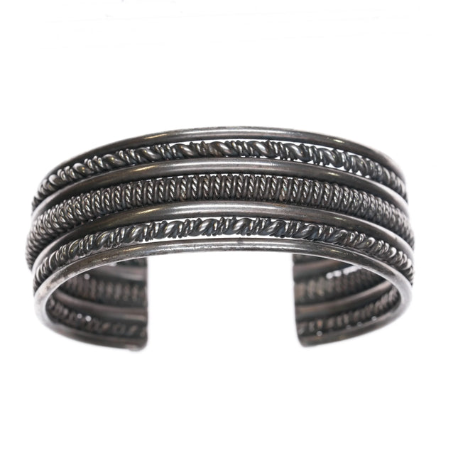 6.3" Heavy vintage Navajo twisted sterling silver wire cuff bracelet - Estate Fresh Austin