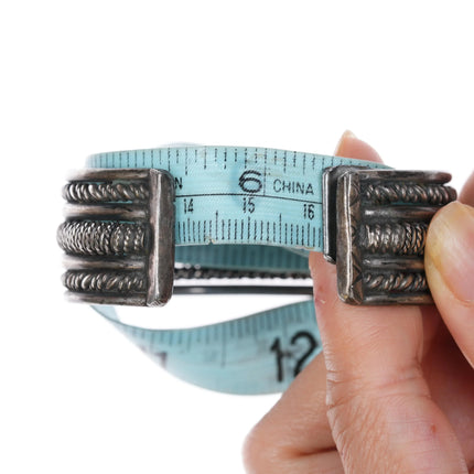 6.3" Heavy vintage Navajo twisted sterling silver wire cuff bracelet - Estate Fresh Austin