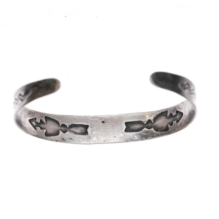 6.2" c1940 Fred Harvey Sterling silver snakes, arrows turquoise cuff bracelet - Estate Fresh Austin