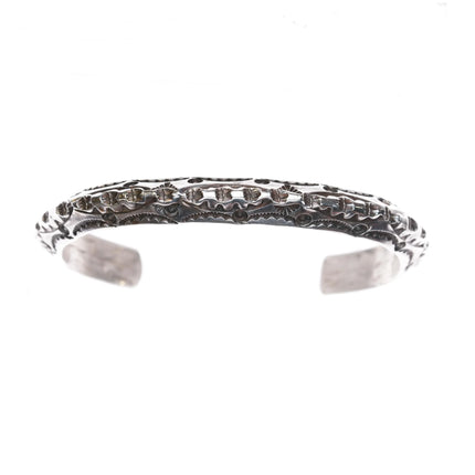 6.5" Deep stamped Navajo sterling silver carinated cuff bracelet - Estate Fresh Austin