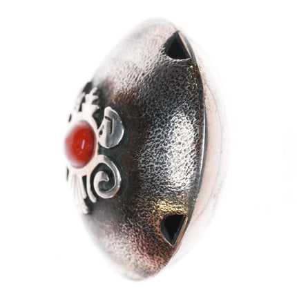 Kee Yazzie Navajo sterling silver Mediterranean red coral seed pot/pendant - Estate Fresh Austin