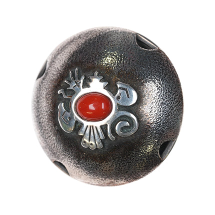 Kee Yazzie Navajo sterling silver Mediterranean red coral seed pot/pendant - Estate Fresh Austin
