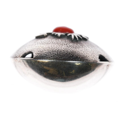Kee Yazzie Navajo sterling silver Mediterranean red coral seed pot/pendant - Estate Fresh Austin