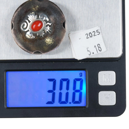 Kee Yazzie Navajo sterling silver Mediterranean red coral seed pot/pendant - Estate Fresh Austin