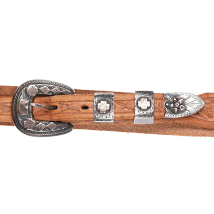 1940's Mexican 935 Sterling silver 10k gold ranger belt buckle set - Estate Fresh Austin