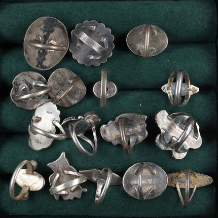 Sz4-8 Collection sterling silver Turquoise/Coral Navajo, Zuni, Agate, Shell ring - Estate Fresh Austin