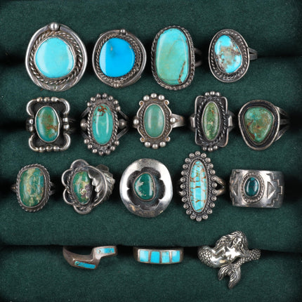 Sz4.5-9 vintage Collection sterling silver Turquoise Navajo, Zuni rings - Estate Fresh Austin
