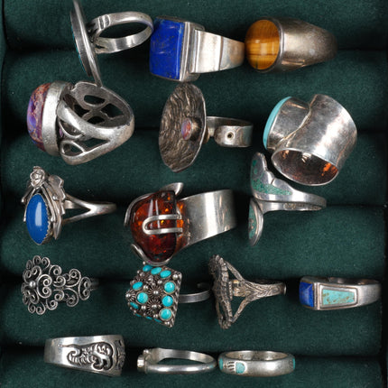 Sz5-10 vintage Collection sterling silver multi-stone modernist rings - Estate Fresh Austin